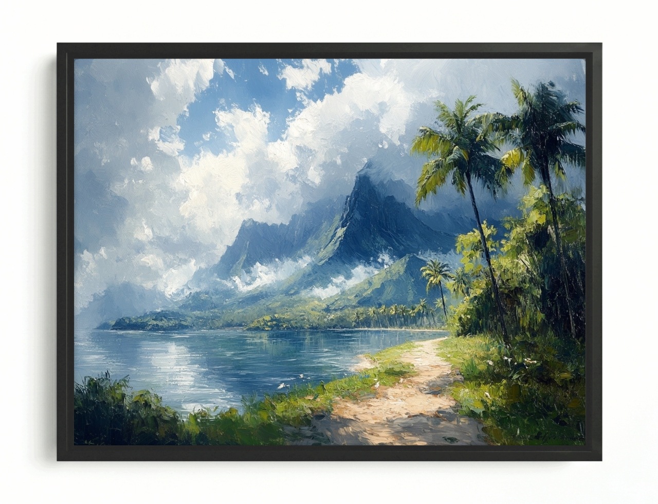 Obraz Rám American Box Krajina Havaj Hory Vrcholy Oceán Pláž Palmy 80x60