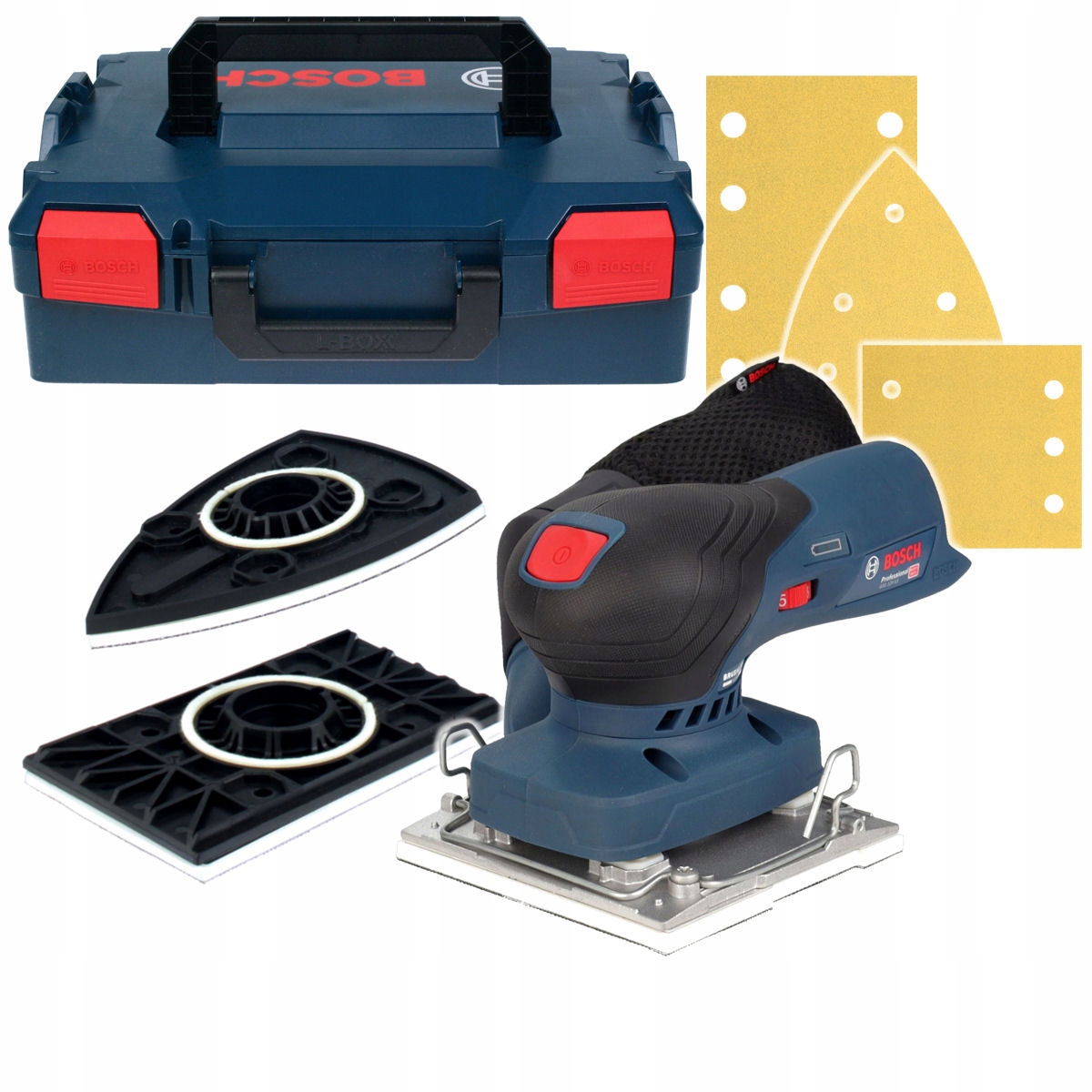 SZLIFIERKA OSCYLACYJNA GSS 12V-13 BOSCH KORPUS L-BOXX + 3 TALERZE