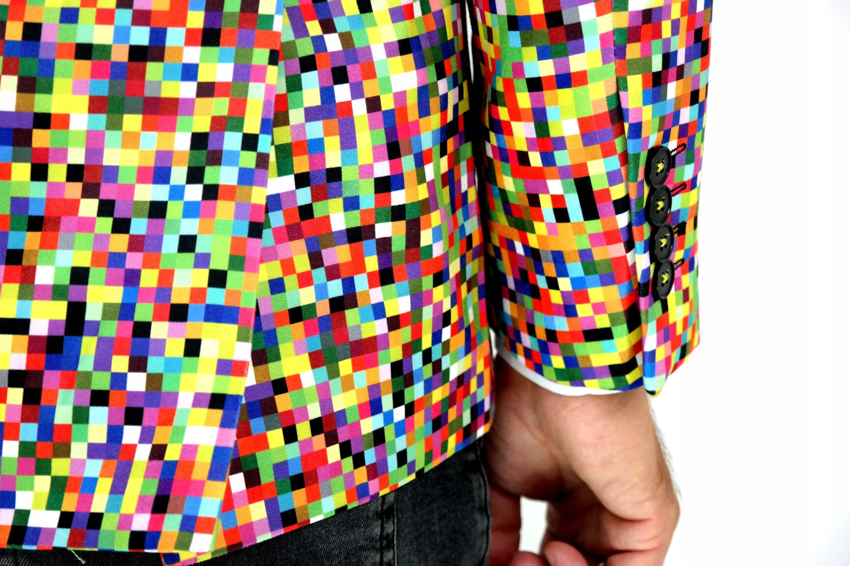 GIOVANNI PERA Marynarka męska D608 PIKSELE kolorowa, imprezowa 50 M Materiał dominujący poliamid