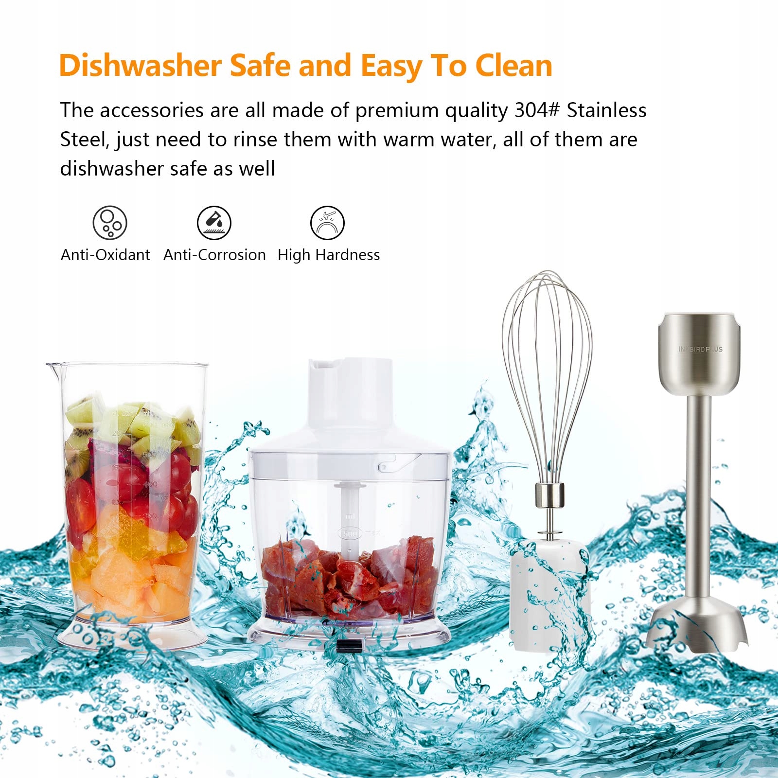 INKBIRD Zestaw Blender Ręczny 4w1 600W z 6 Prędkościami Do Zup Smoothie — miniatura 2