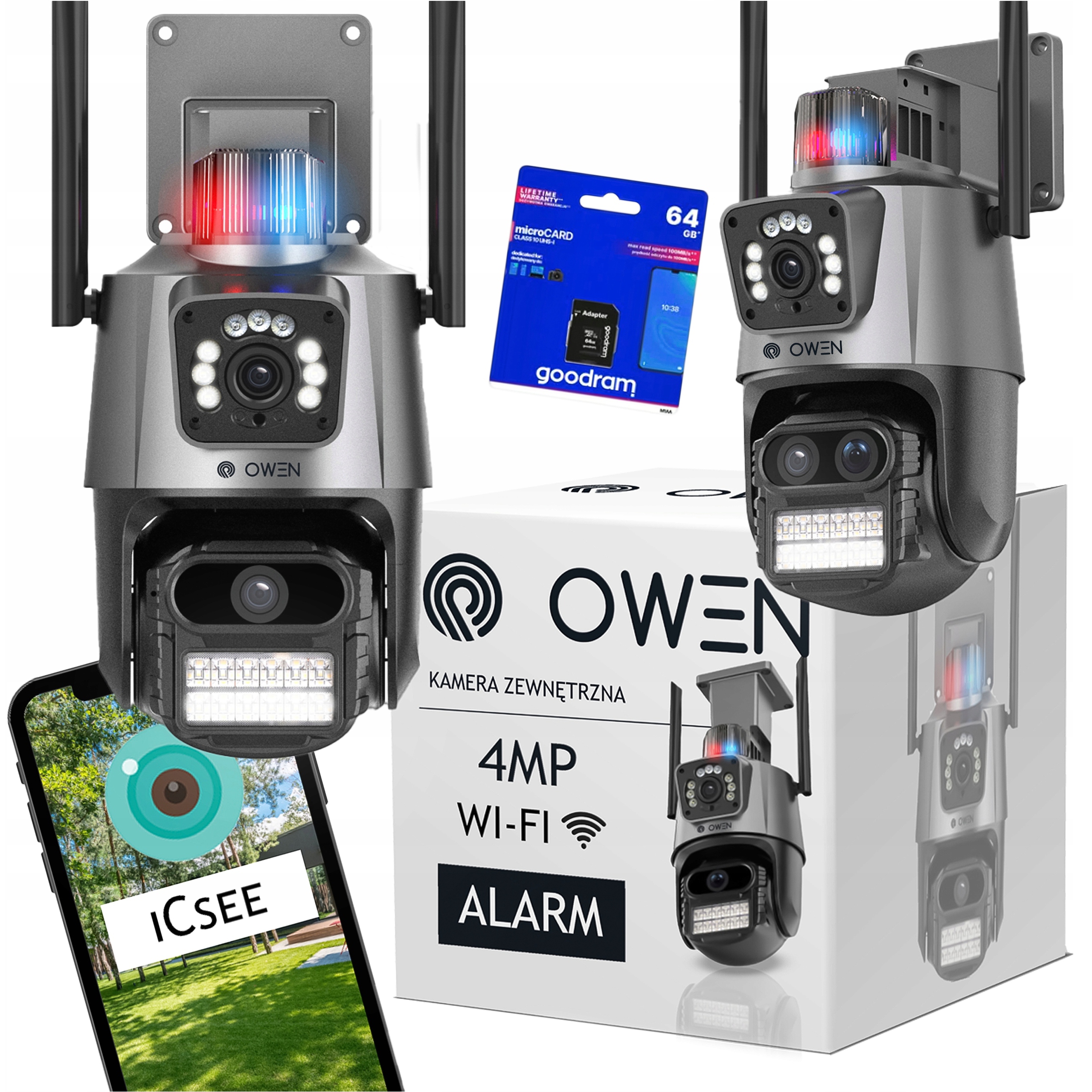 PODWÓJNA KAMERA ZEWNĘTRZNA OBROTOWA 270 stopni 4MP ZOOM WiFi 2 obiektywy