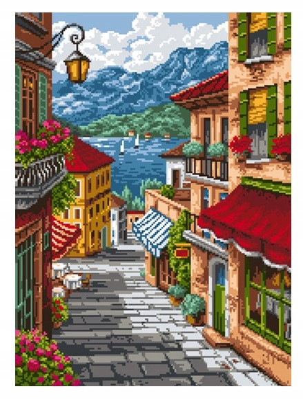 Výšivka křížová sada, kanva+mulina+jehly, 53x39cm