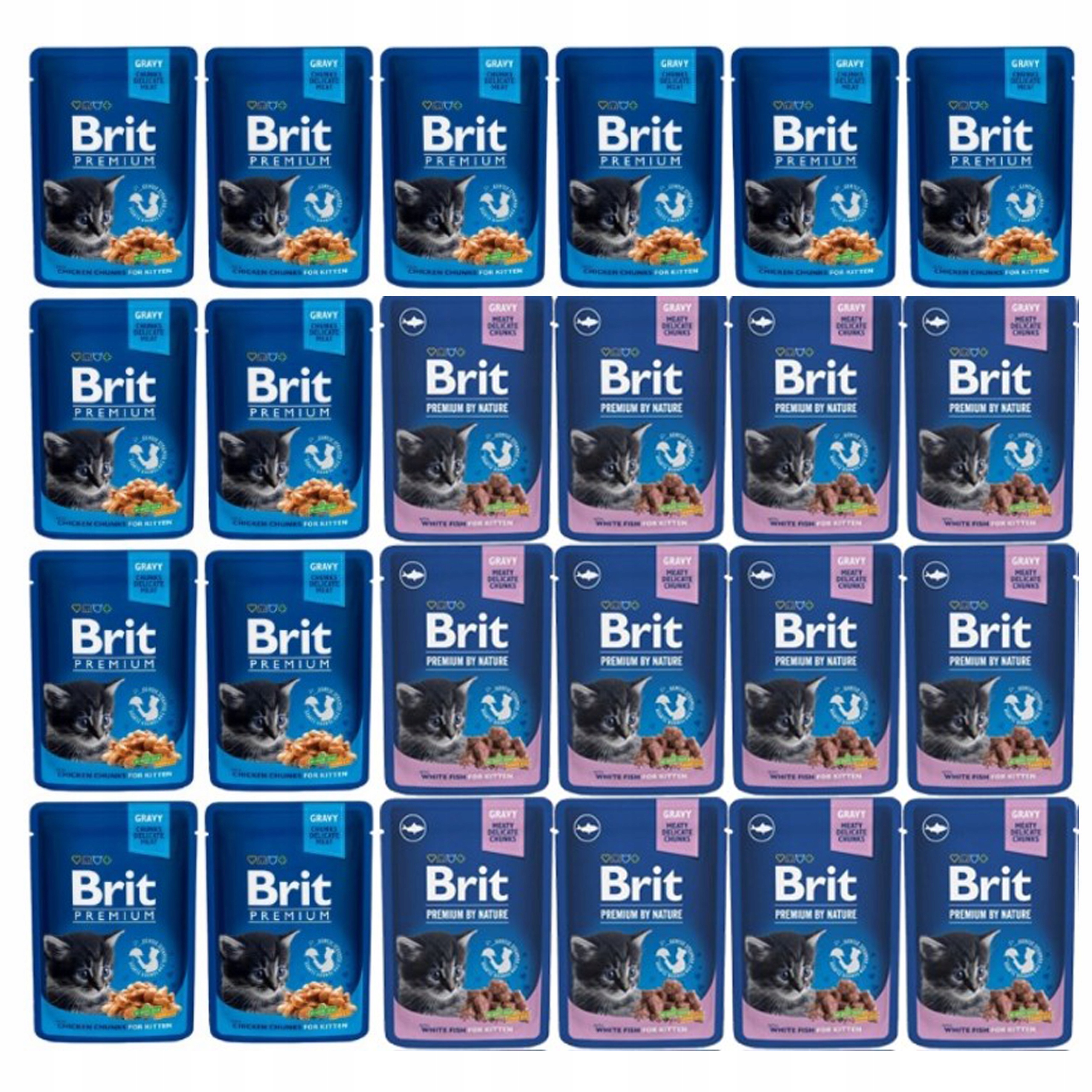 Brit Premium Cat Pouches Kitten Chicken White Fish MIX Chutí 24X100G