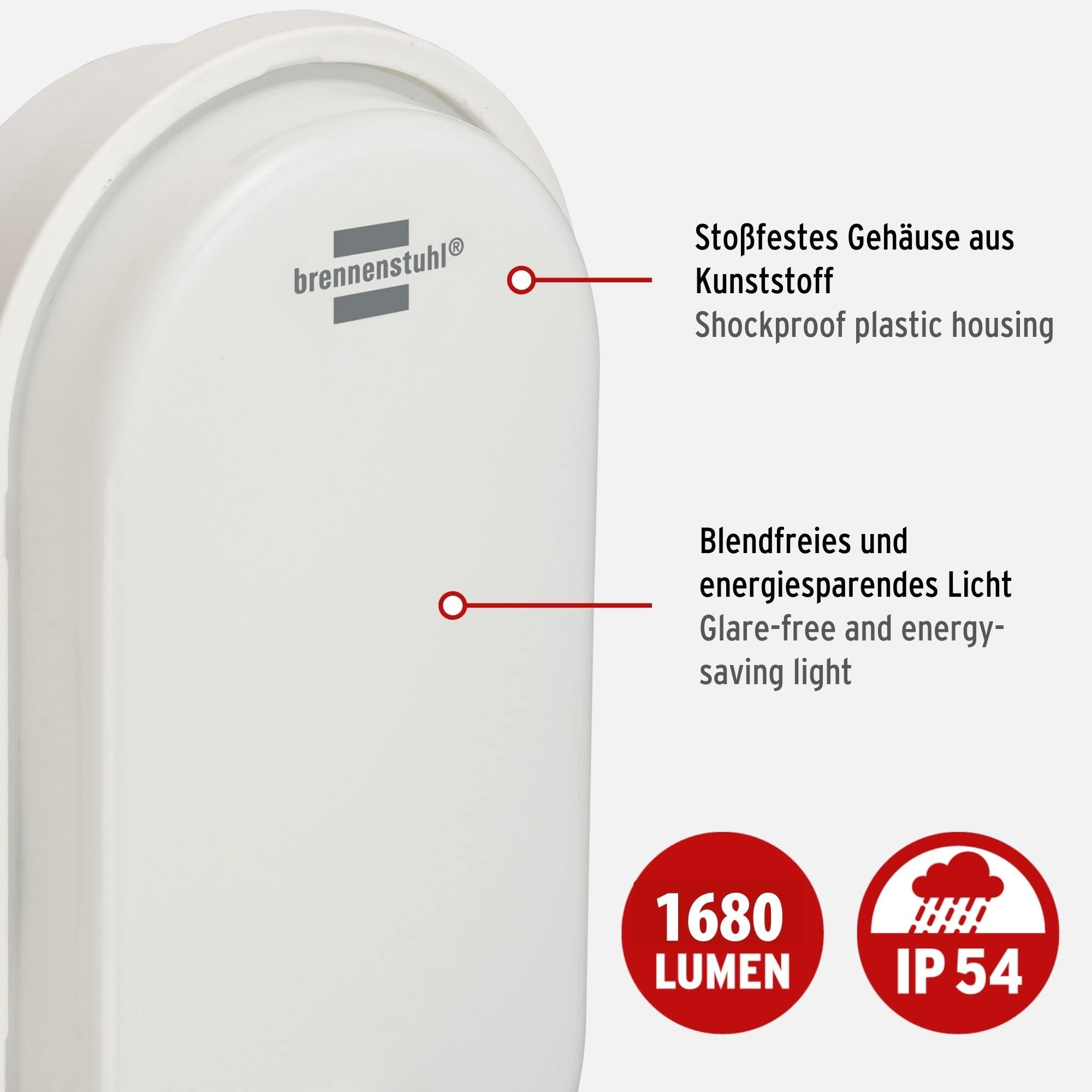 Brennenstuhl OL 1650 P Lampa Owalna LED Z Czujnikiem Ruchu 15W 4000K IP54 — miniatura 2