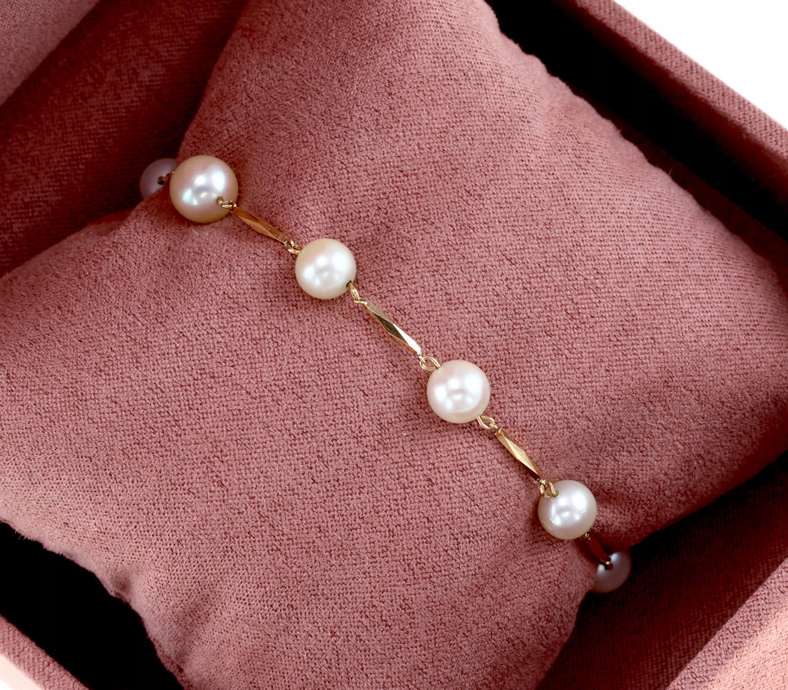 ZŁOTA 18K BRANSOLETKA Z PERŁAMI