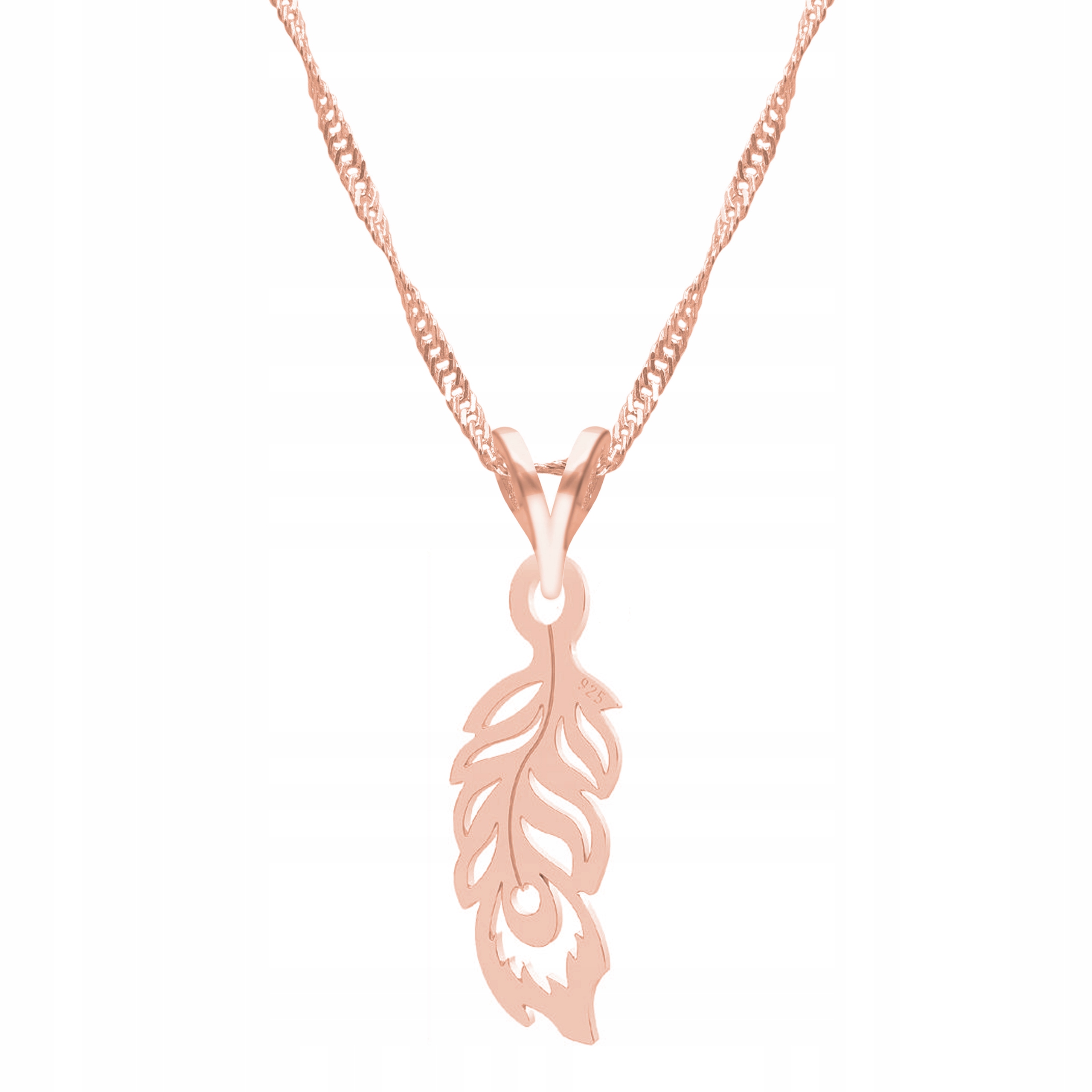 Řetízek zlatý náhrdelník 925 Paví Pírko Peříčko