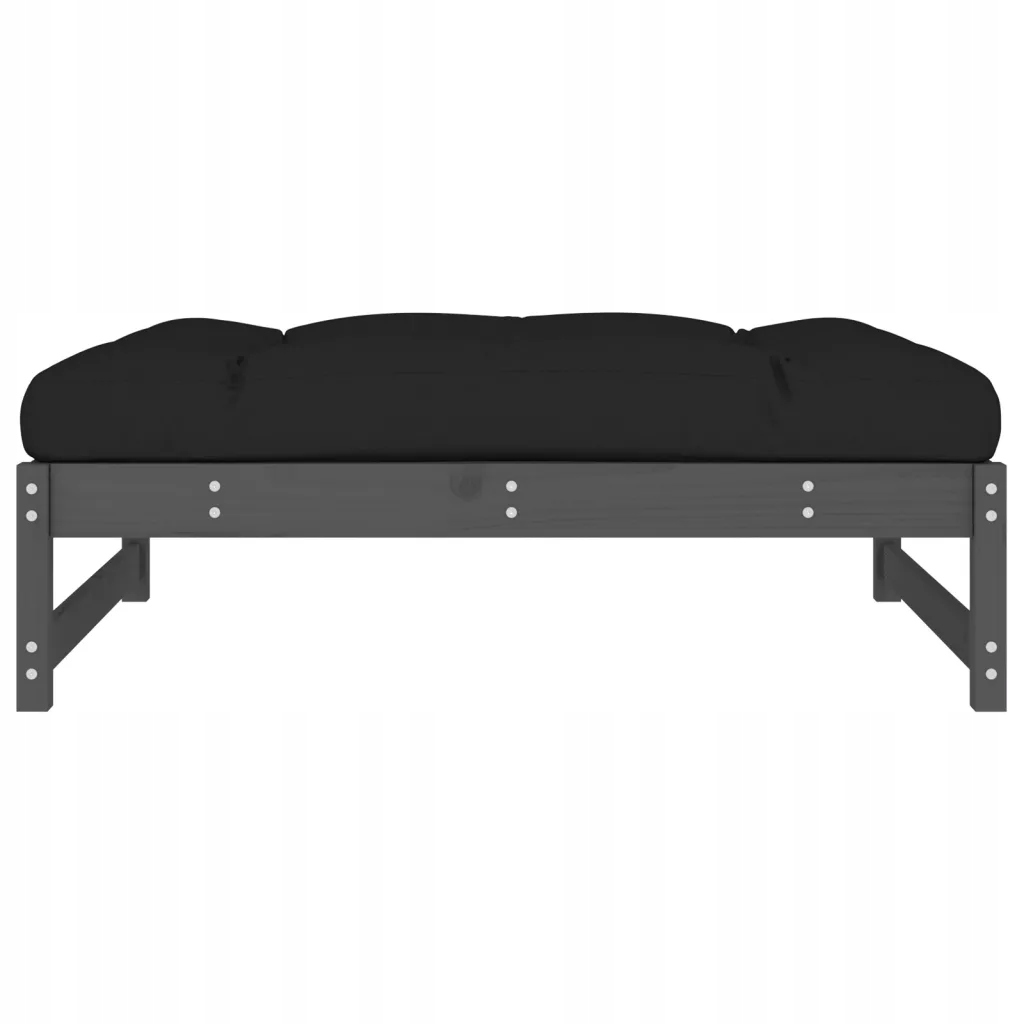 Podnóżek ogrodowy, szary, 120x80 cm, lite drewno sosnowe Model 825739