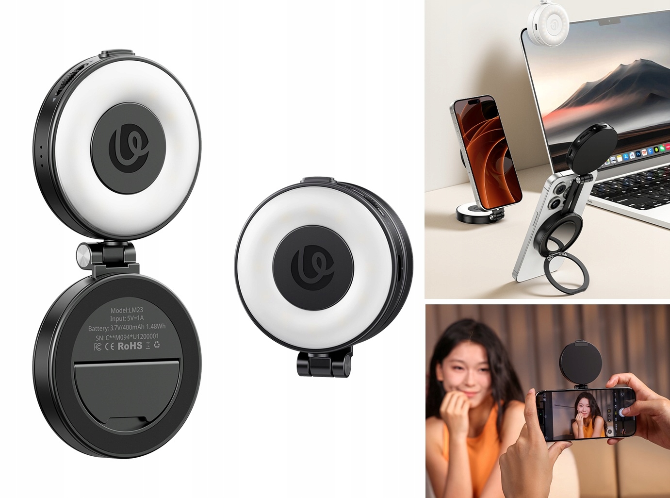 Svítilna Led svítilna zrcátko Magnet MagSafe pro telefon Selfie Vlog Ulanzi