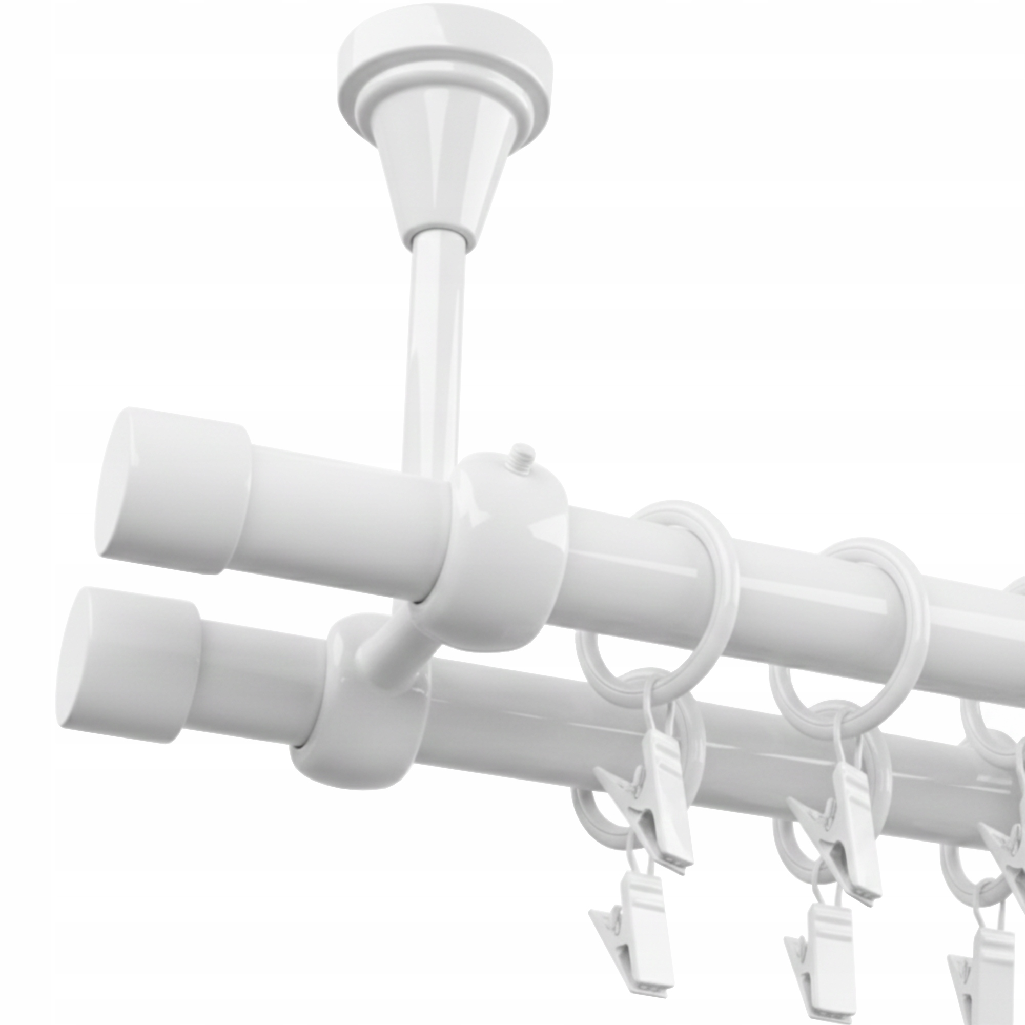 Garnýž Kovový Dvojitý Stropní 19 MM Bílý 400 CM Záclonové Tyče Luna