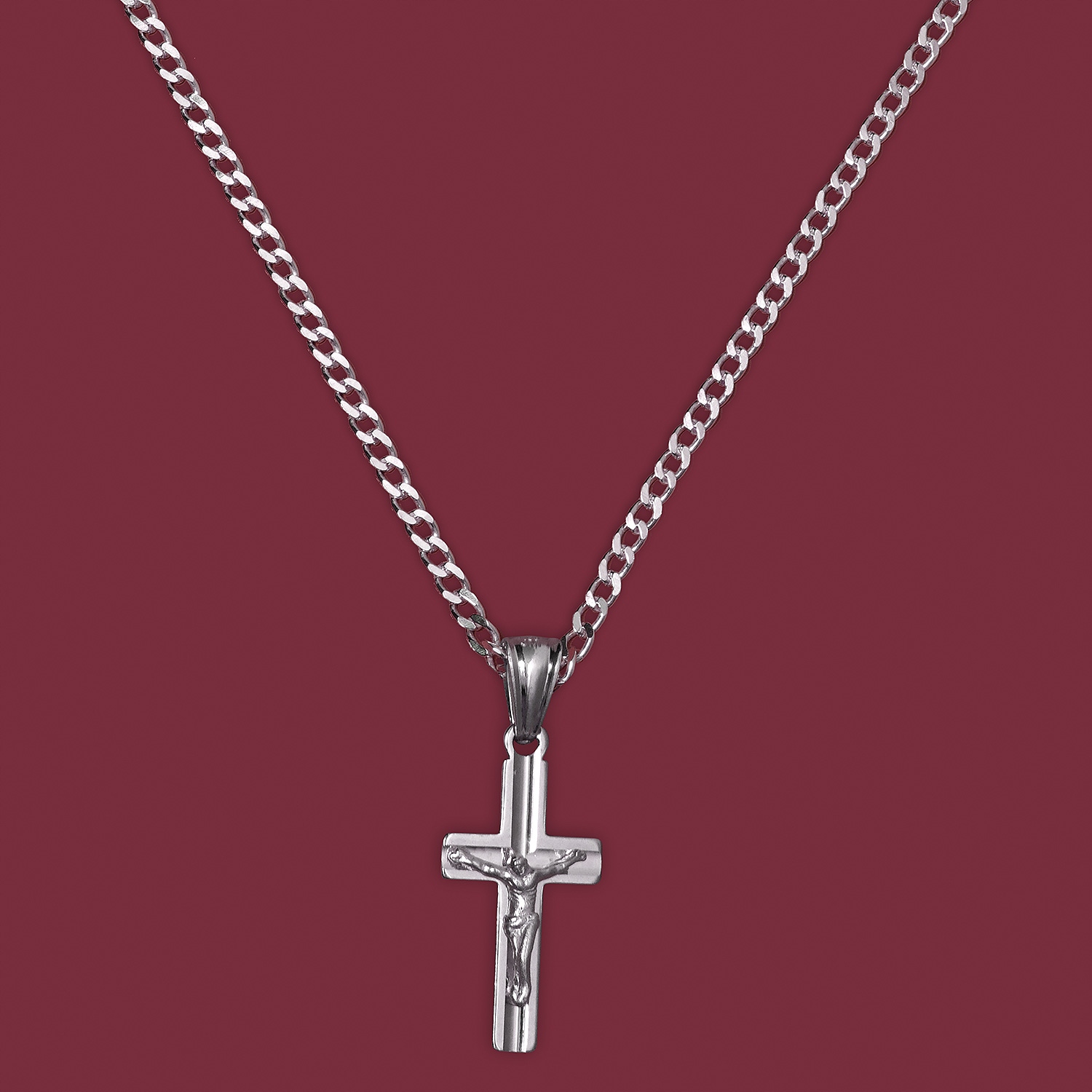 Łańcuszek srebrny, krzyżyk, Komunia, Chrzest 45cm Marka Inna marka