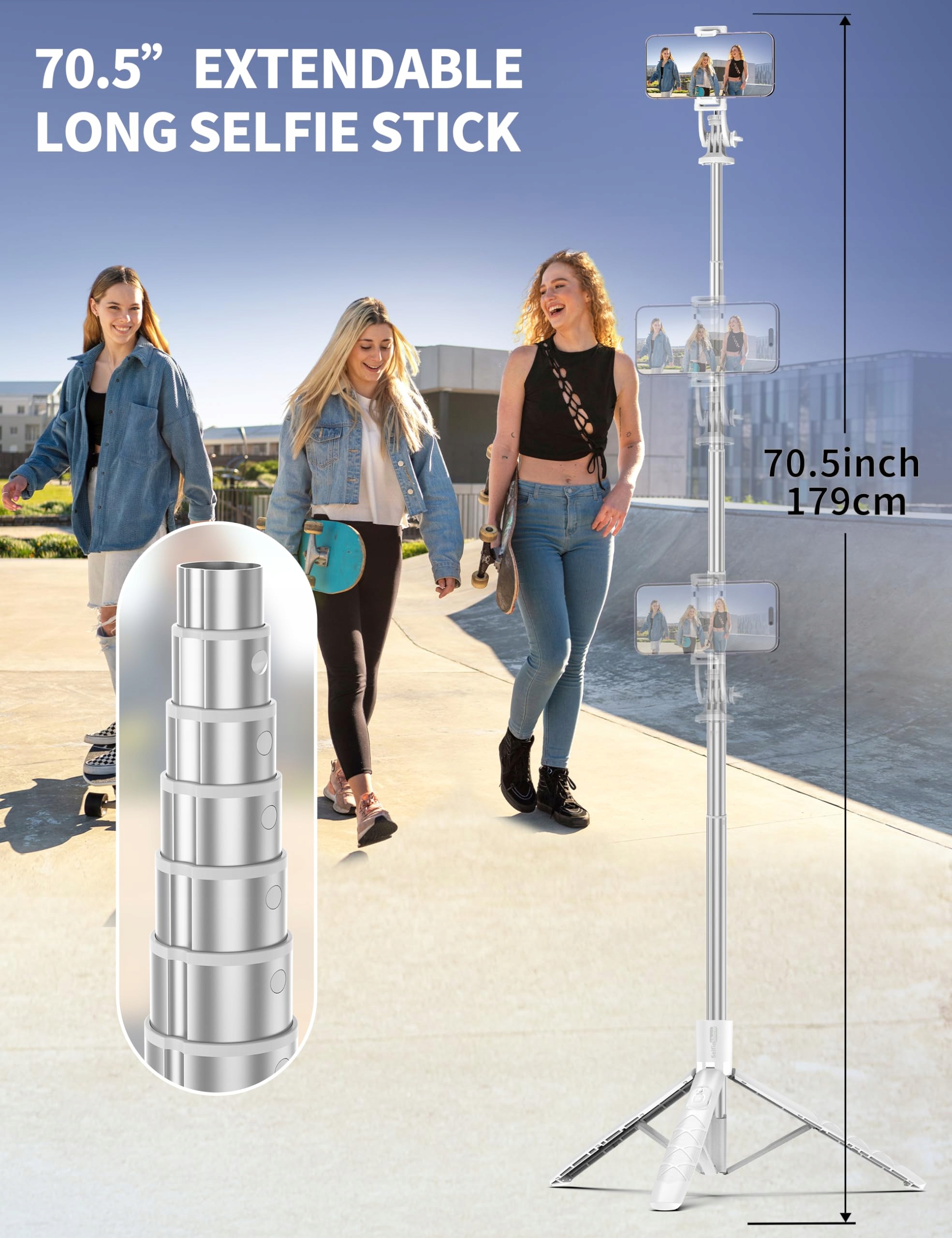 Aluminiowy Statyw Selfie Stick Do Telefonów i Kamer — miniatura 2