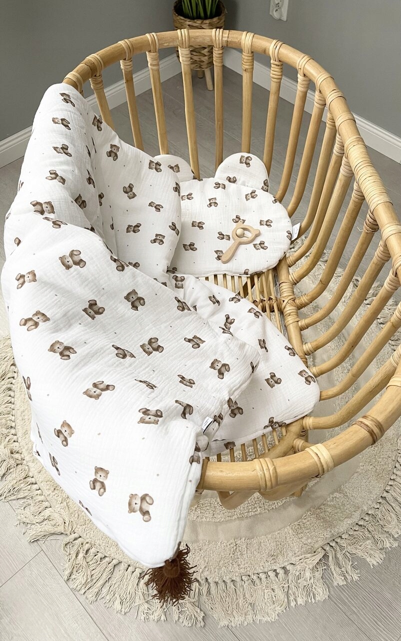 Zestaw Pościeli z wypełnienie MUŚLIN muślinowa Misie na Białym Tle M 70/100 Marka inna marka