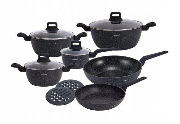 Komplet garnków marmurkowych 12 el