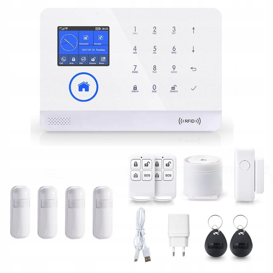 Bezdrôtová Alarmová Súprava s LCD 2.4" Gsm WiFi Tuya Smart Poľský 4xPIR