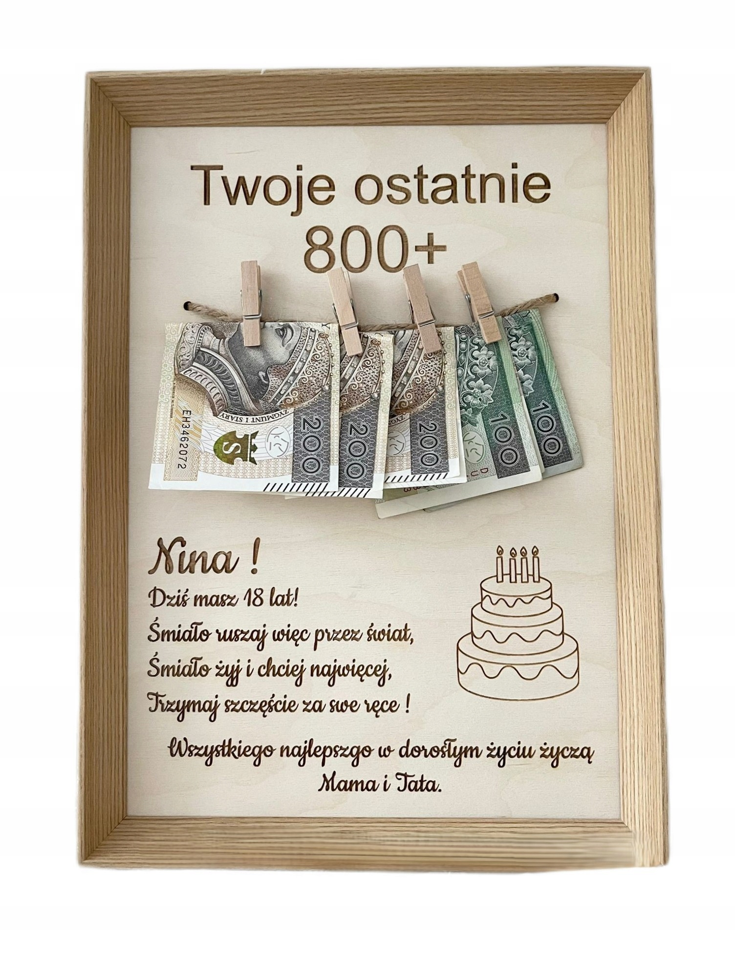 Dárek K 18. Narozeninám Rámeček Na Peníze, Poslední 800+