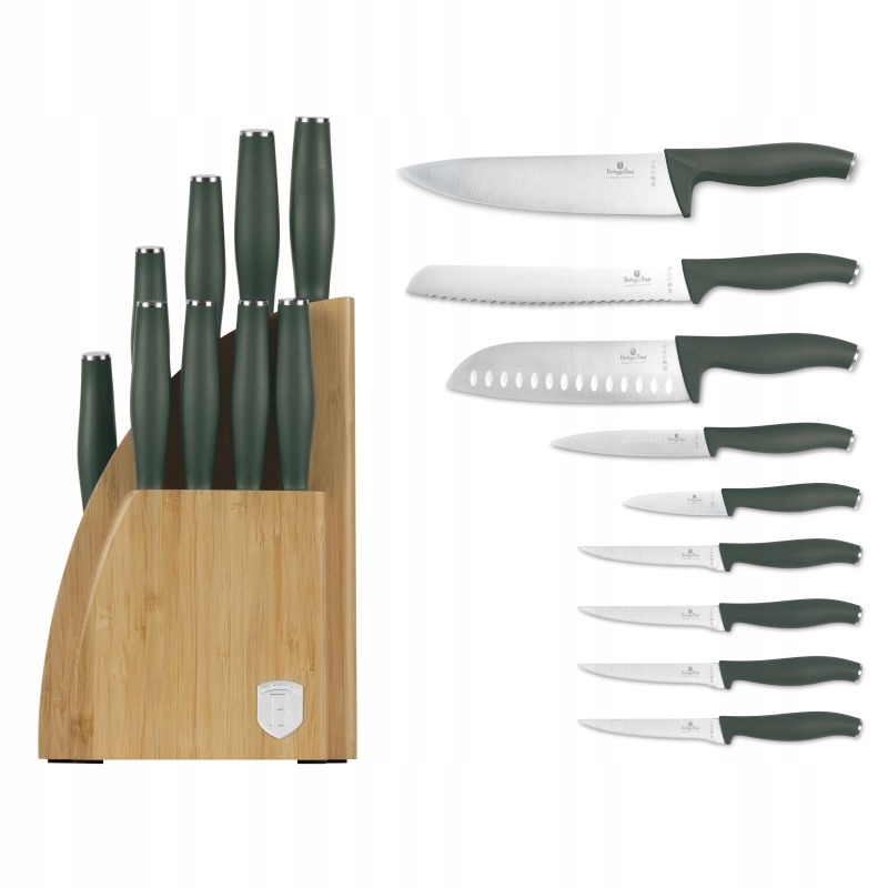 Berlingerhaus BH-3123 so stojanom Bamboo 10 ks Matte Green Collection