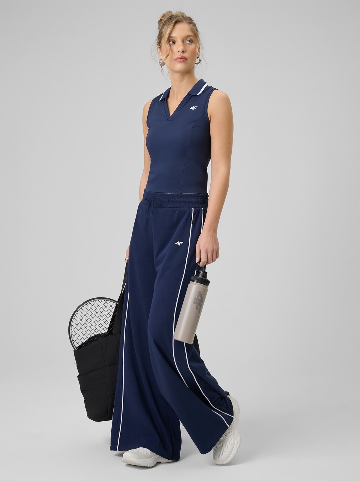 4F Dámské Teplákové Kalhoty Tmavě Modré S Vysokým Pasem XL