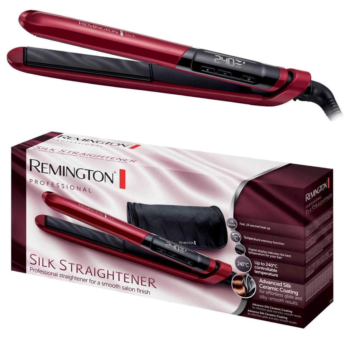 Prostownica Do Włosów Remington S9600 Silk nagrzewanie 10 sekund kabel 3m