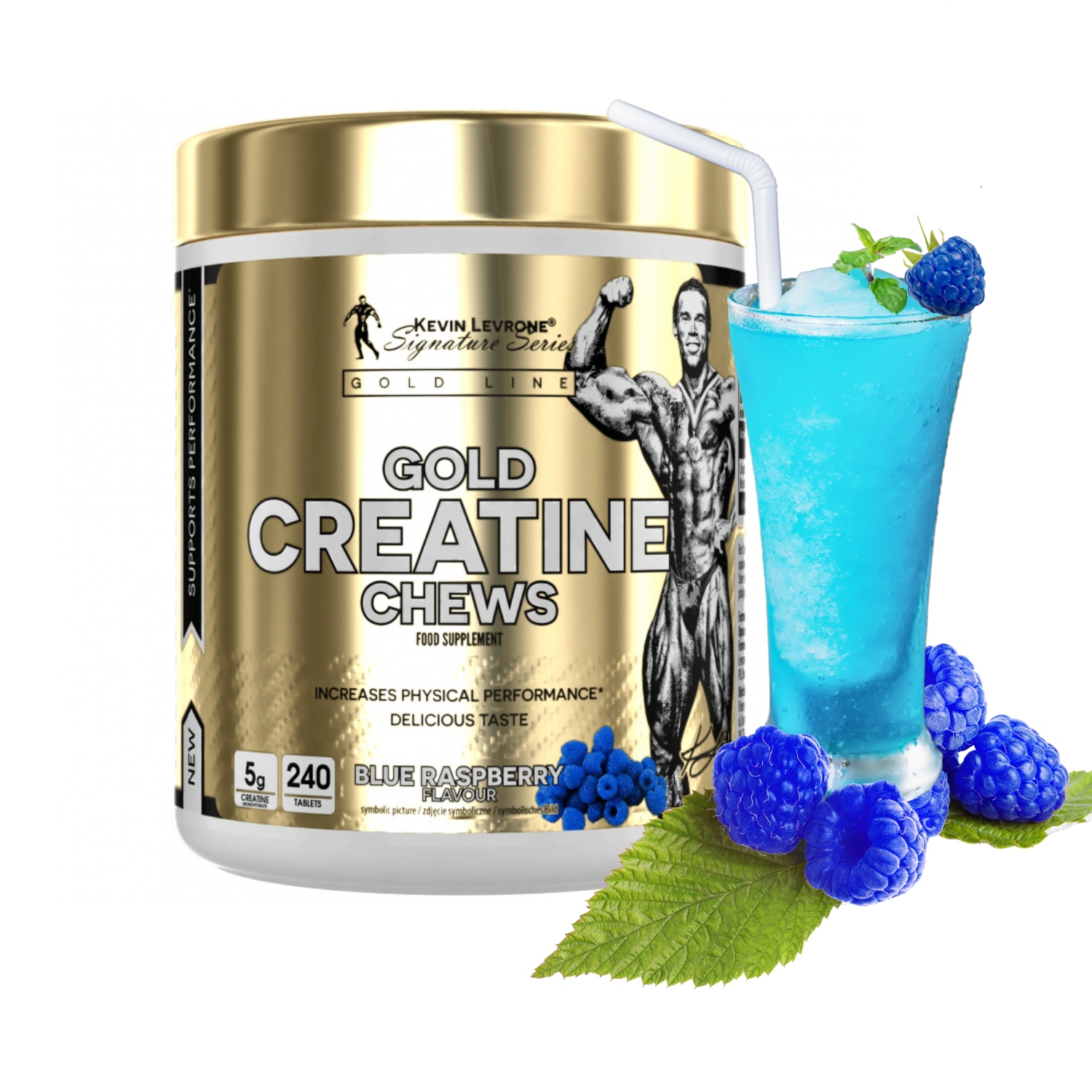 Levrone Gold Creatine Chews 240tabletta Blue Raspberry Kék Málna za ...
