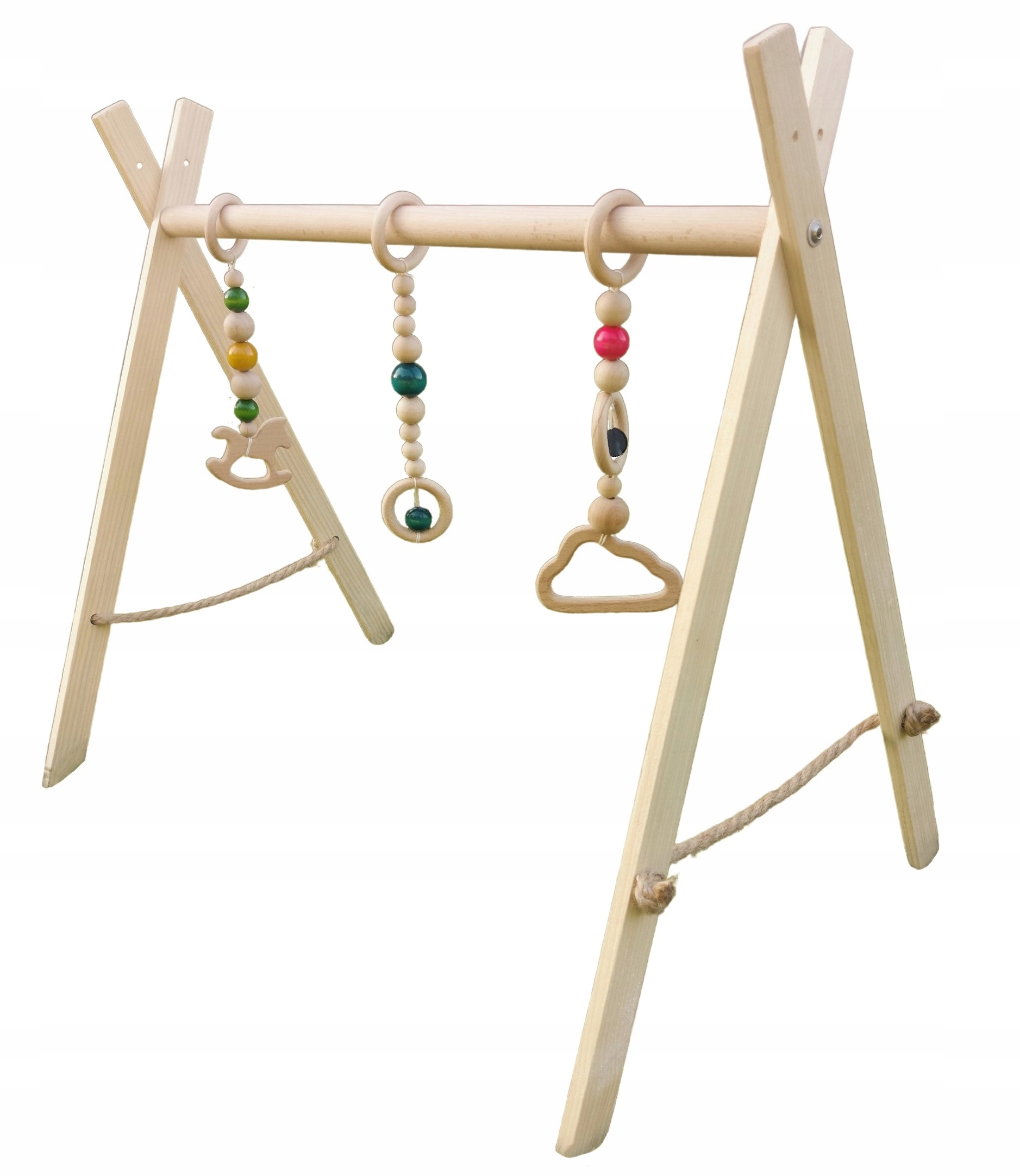 BABY GYM STOJAK EDUKACYJNY GIMNASTYCZNY DLA DZIECKA 3 ZAWIESZKI MONTESSORI