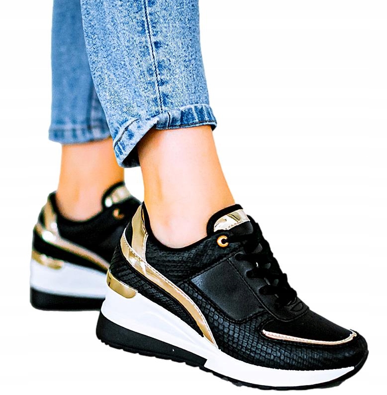 

Adidasy czarno złote sneakersy na koturnie 40