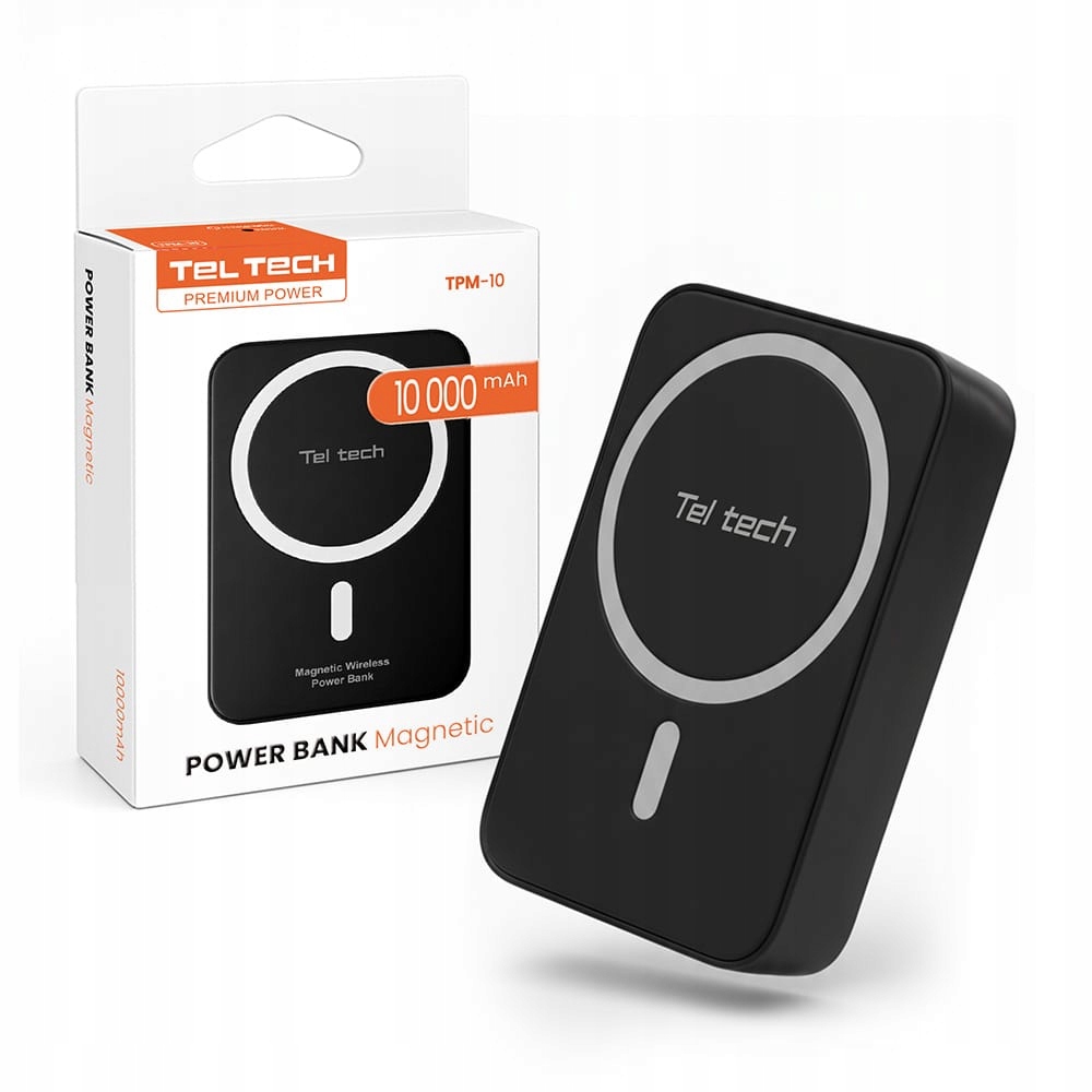 Teltech Powerbanka 10000 mAh Indukční MagSafe Magnetická Černá Slim