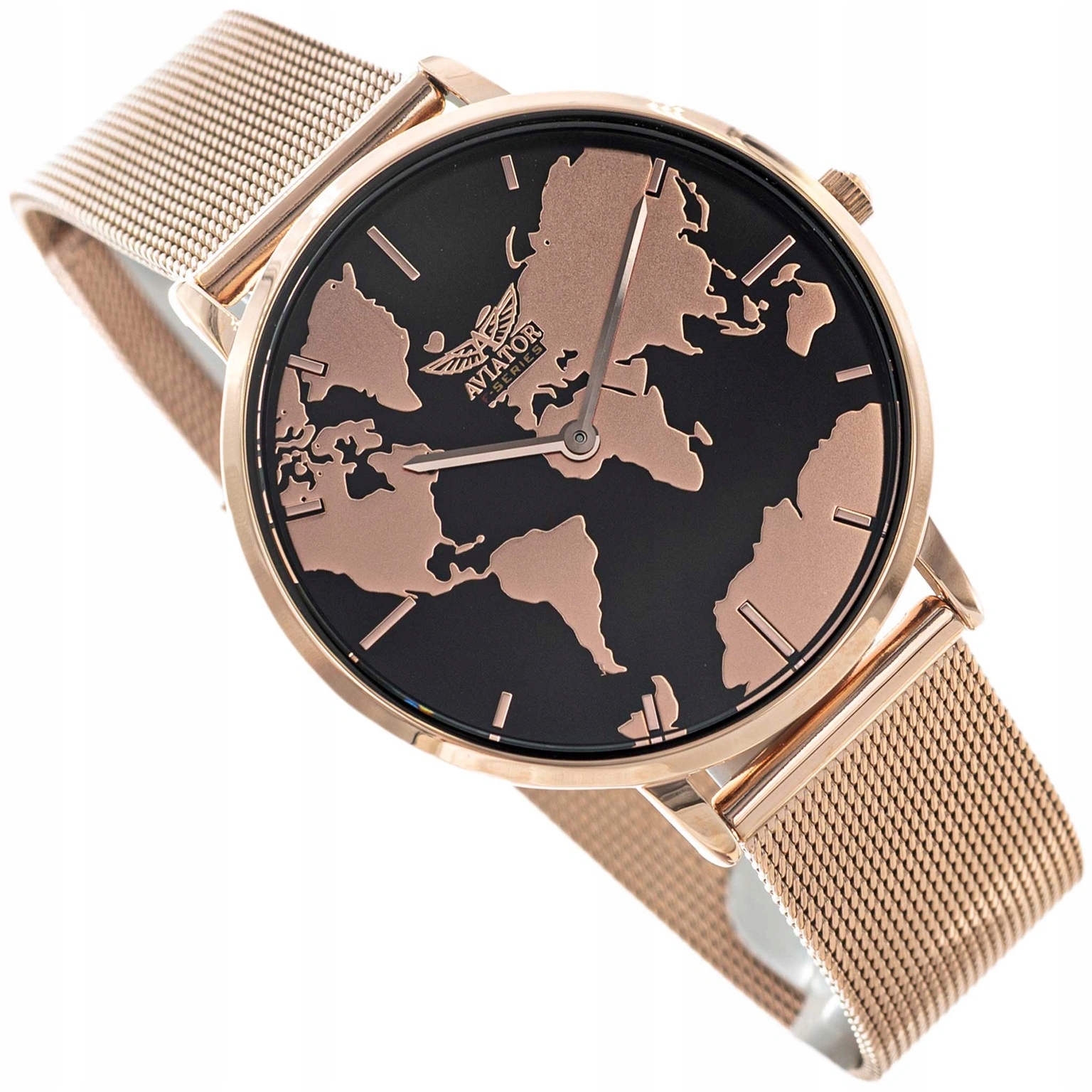 Dámské Hodinky Aviator AVAW9691SET Zlatá Mapa Světa Náramek