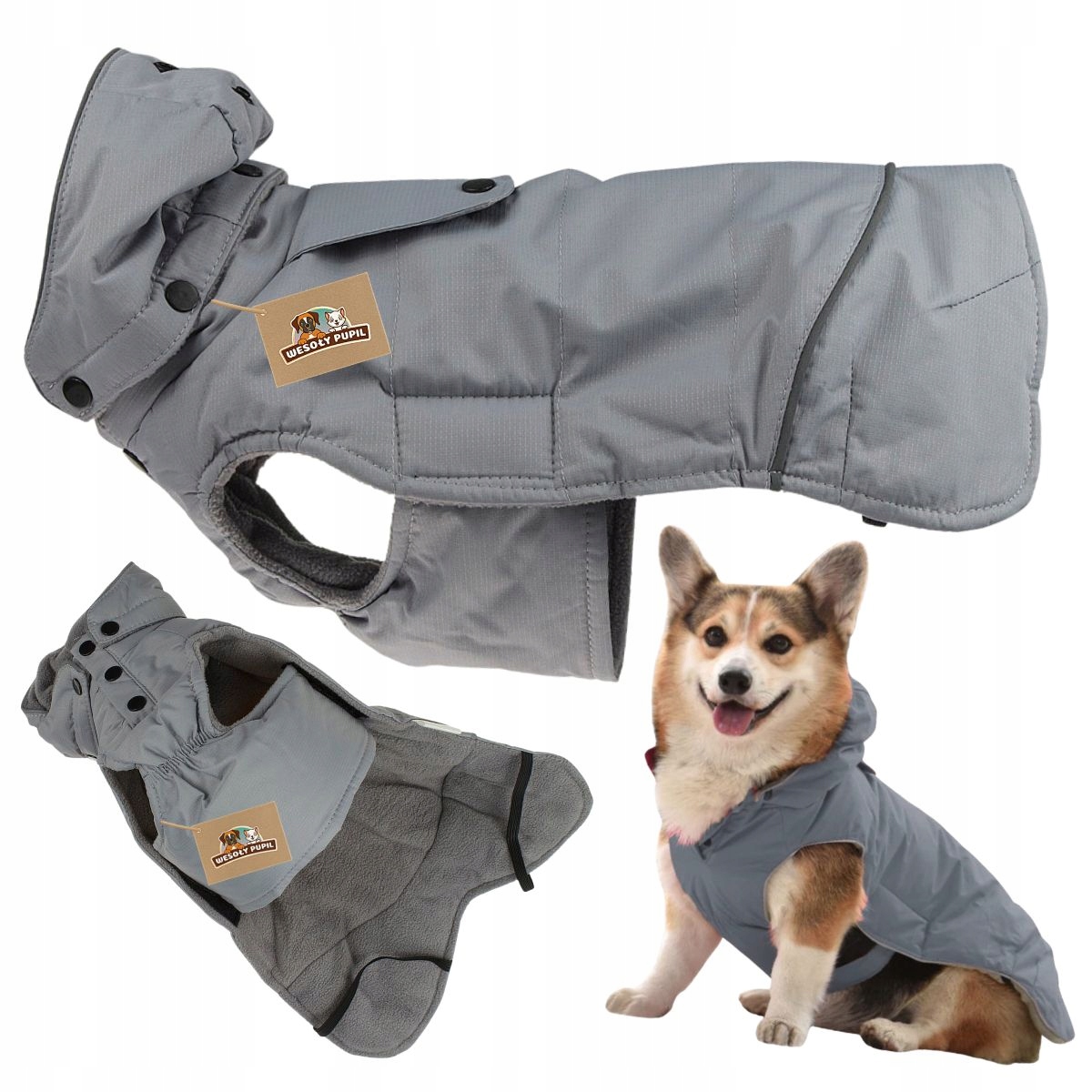 Oblečení pro psa na zimu, teplá nepromokavá bunda, odnímatelná kapuce, velikost S