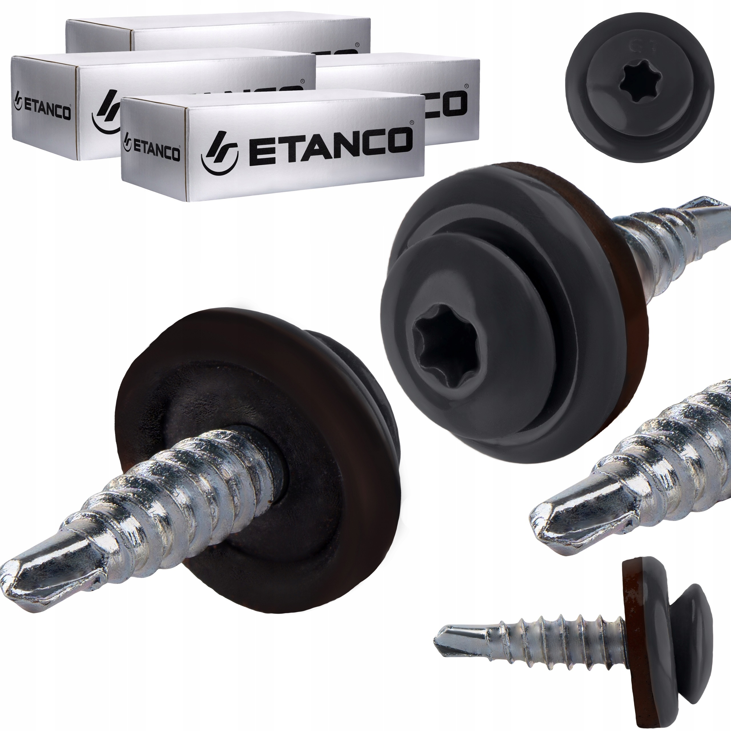Farmářské vruty Torx 4,8x20 mm Ral 7016 1000 ks do plechu Etanco Gtf 02P
