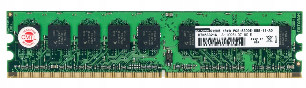 Dataram DTM63321A DDR2 512MB 667MHz Ecc Unbuffered (Paměťový modul)