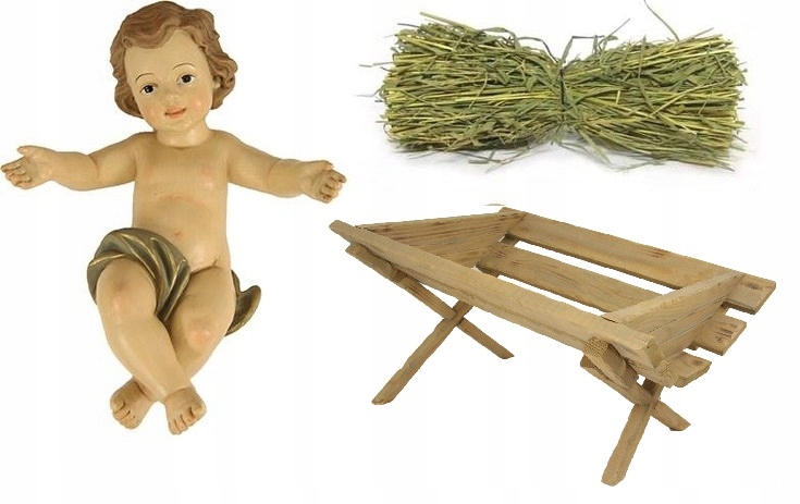 Súprava Dieťa Ježiš (40,0 CM Vysoký) Jasličky Slama *Vianoce*