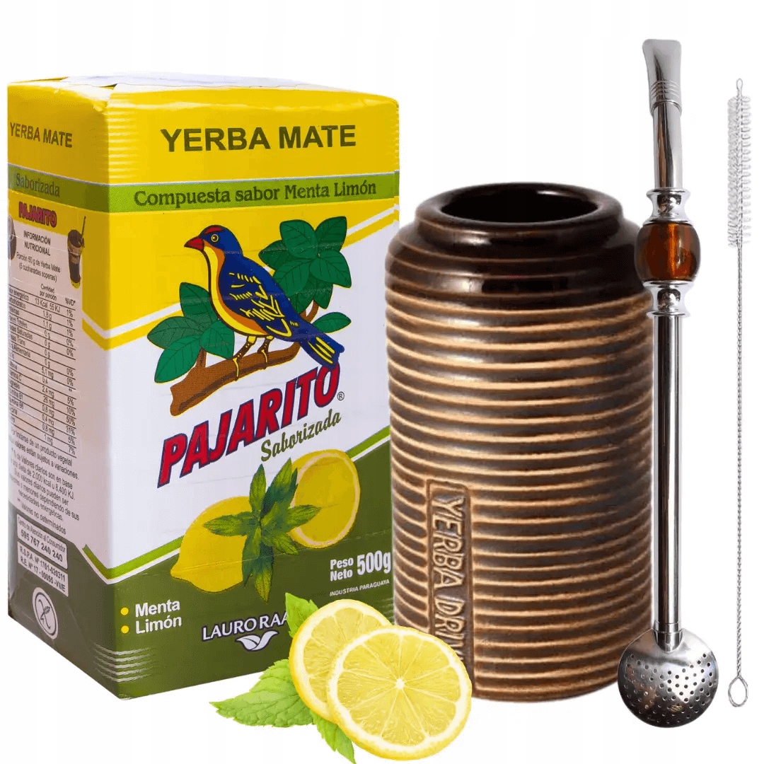 Startovací Sada Yerba Mate Pajarito Limon Matero Bombilla s čističem