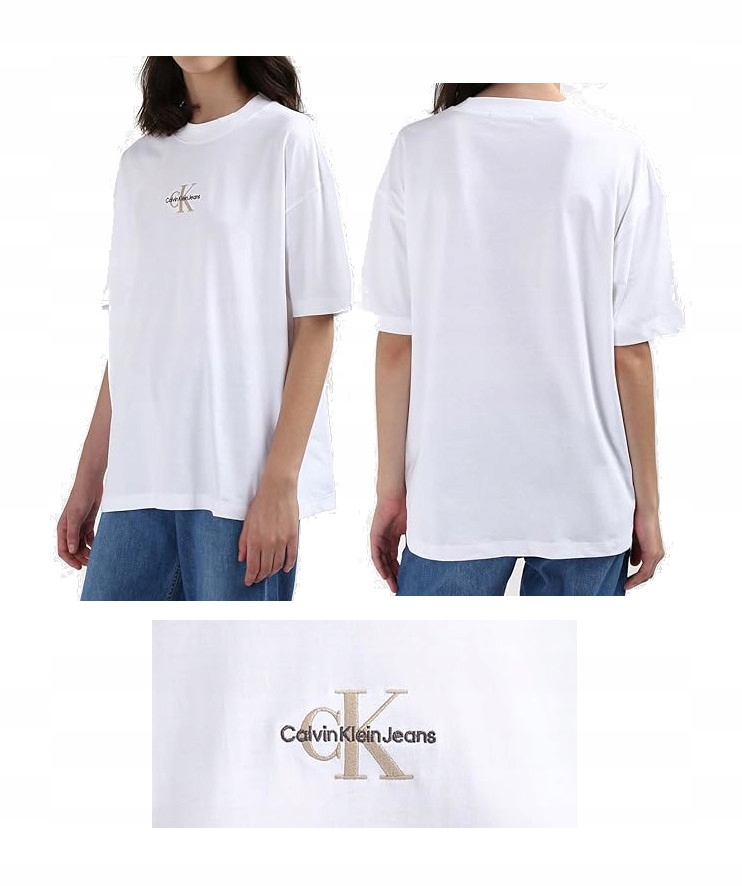 Dámské Tričko Calvin Klein Jeans Monologo Boyfriend Bavlněné Bílé M