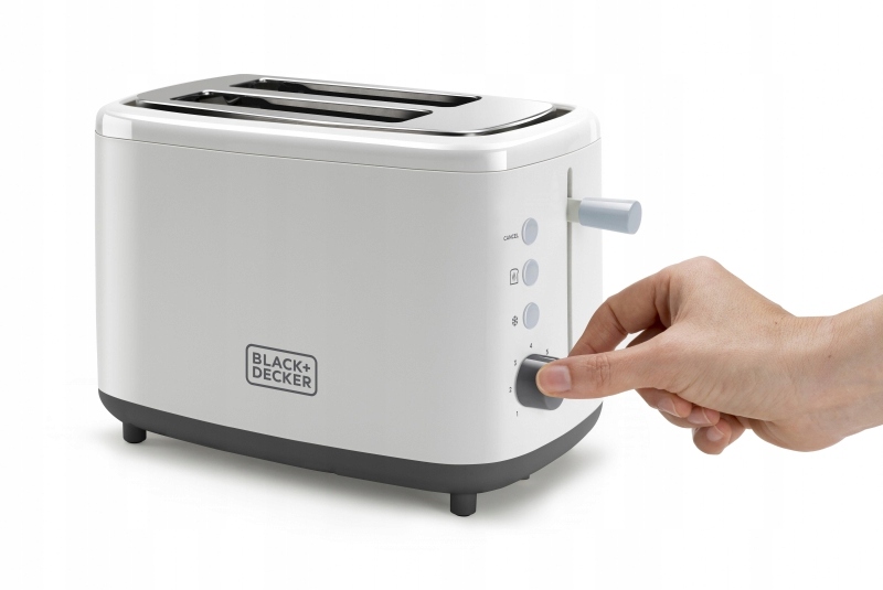 BLACK+DECKER Toster 820W 2 Szerokie Szczeliny 7 Stopni Opiekania Biały — miniatura 8
