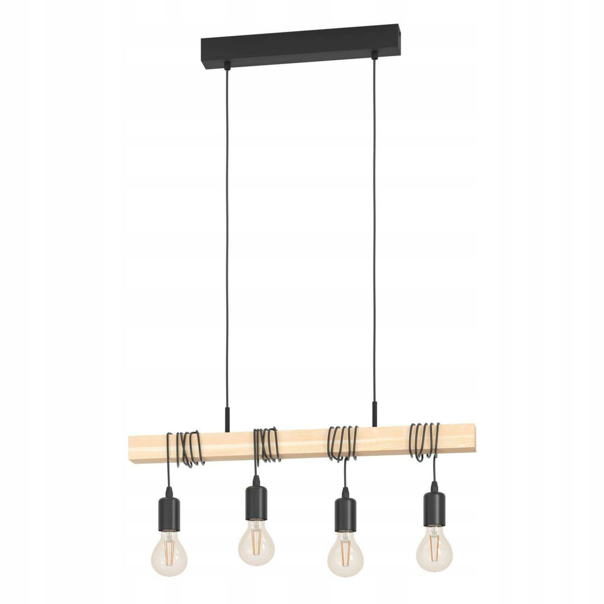 Závesné svietidlo Eglo Townshend 4xE27 čierna/drevo 700mm