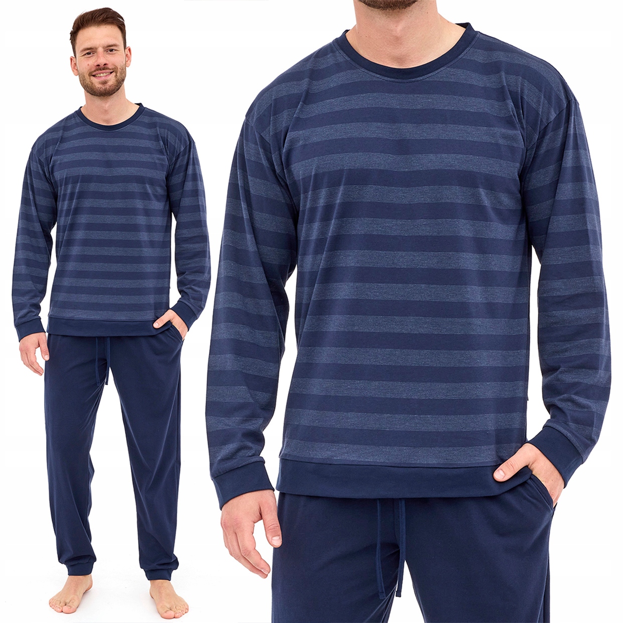 Cornette Loose 117/279 pánské bavlněné pyžamo s proužky, Dlouhý Rukáv L