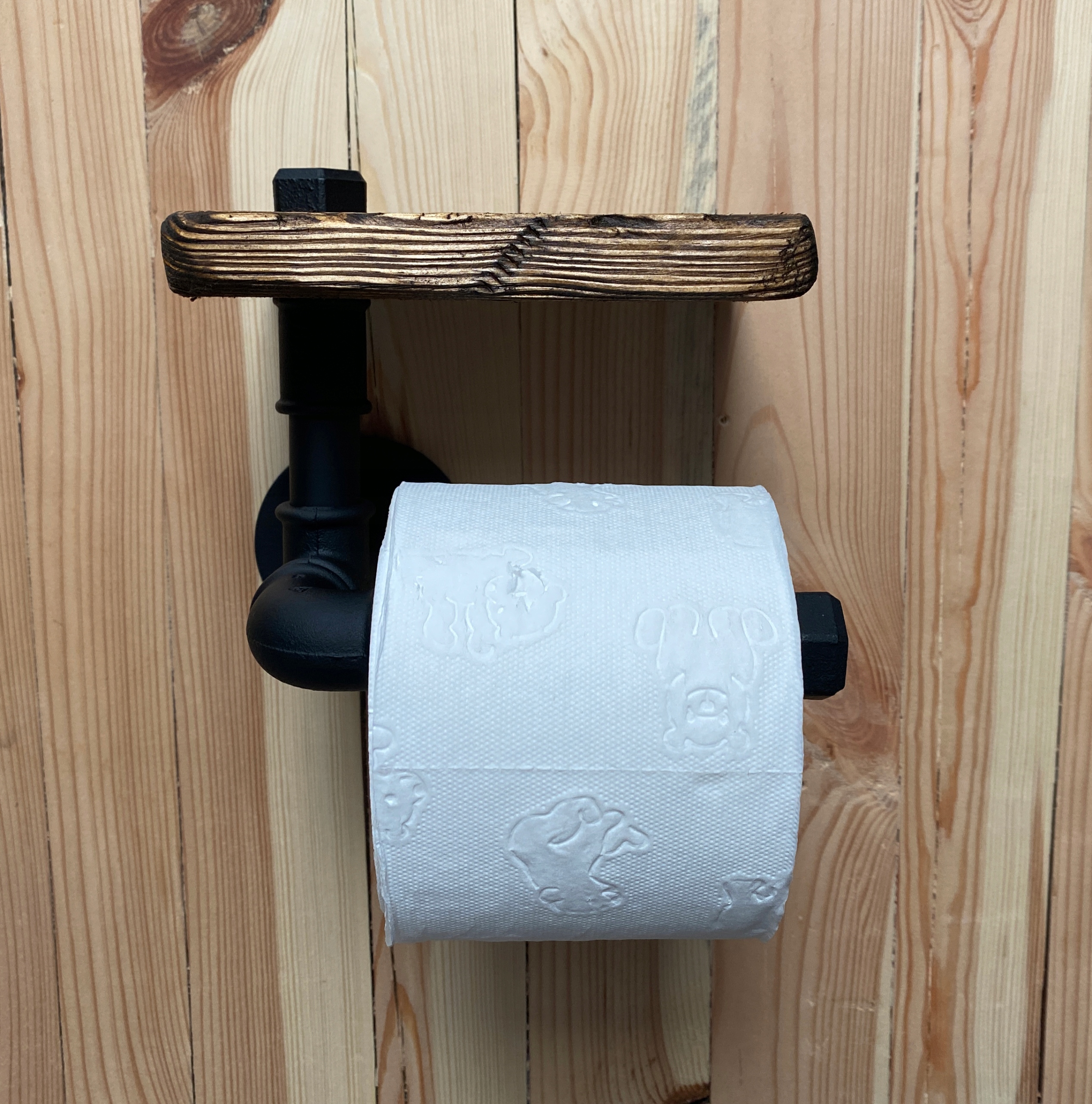 Uchwyt na papier toaletowy czarny z półką loft Wysokość produktu 2.3 cm