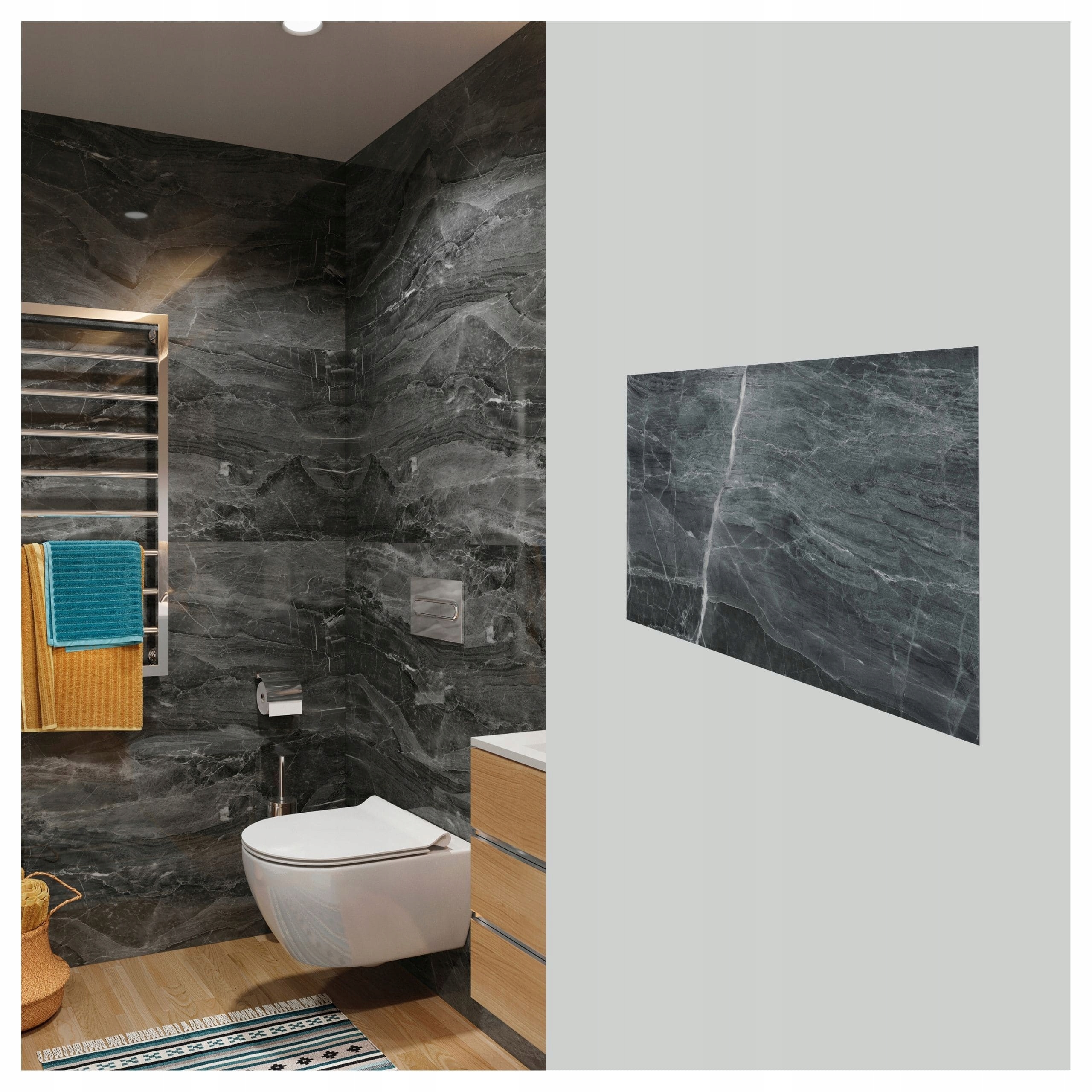 Vinylové panely na zeď Vilo Spc 120x60 4ks černý kámen koupelna