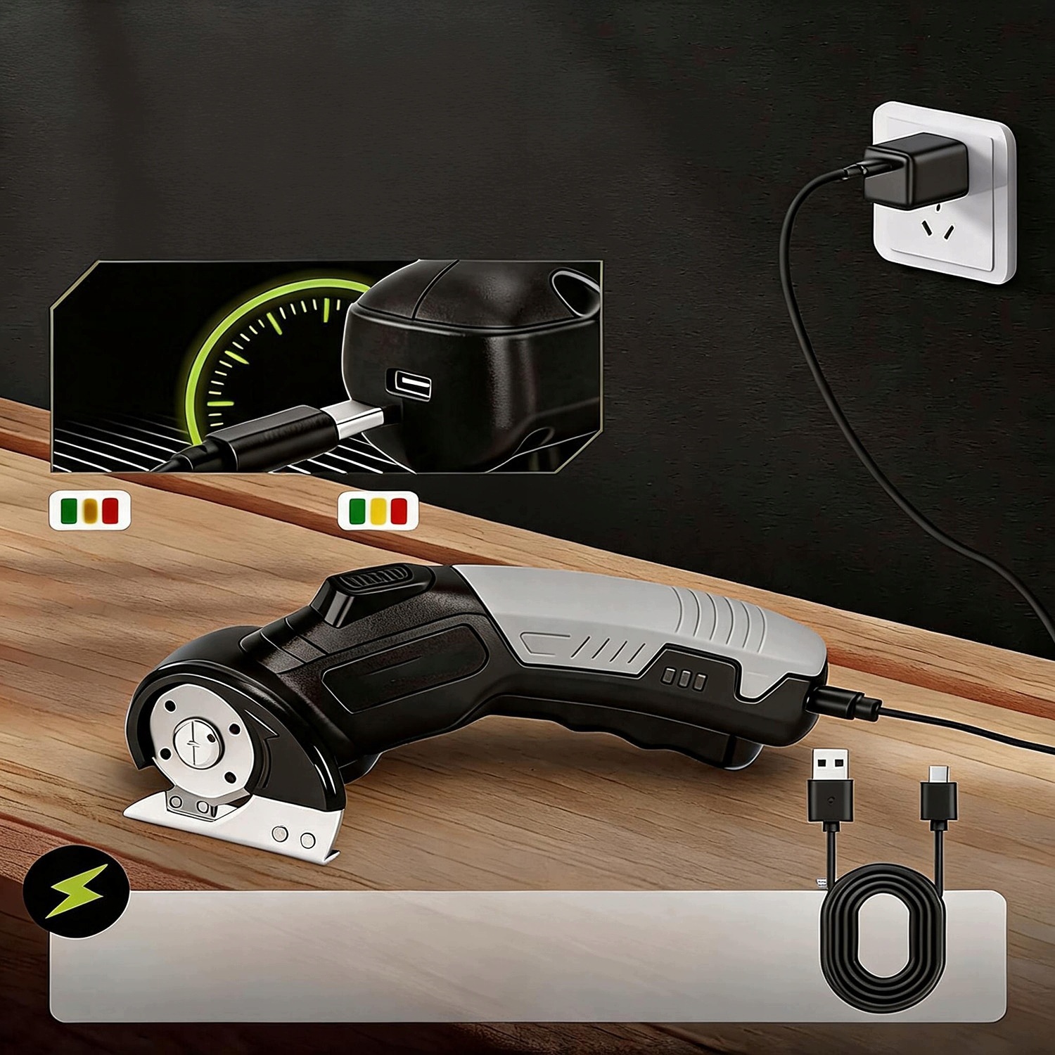Belaidė elektrinė audinių pjovimo mašina 320 aps./min. 2000 mAh, iki 8 mm – nuotrauka 7