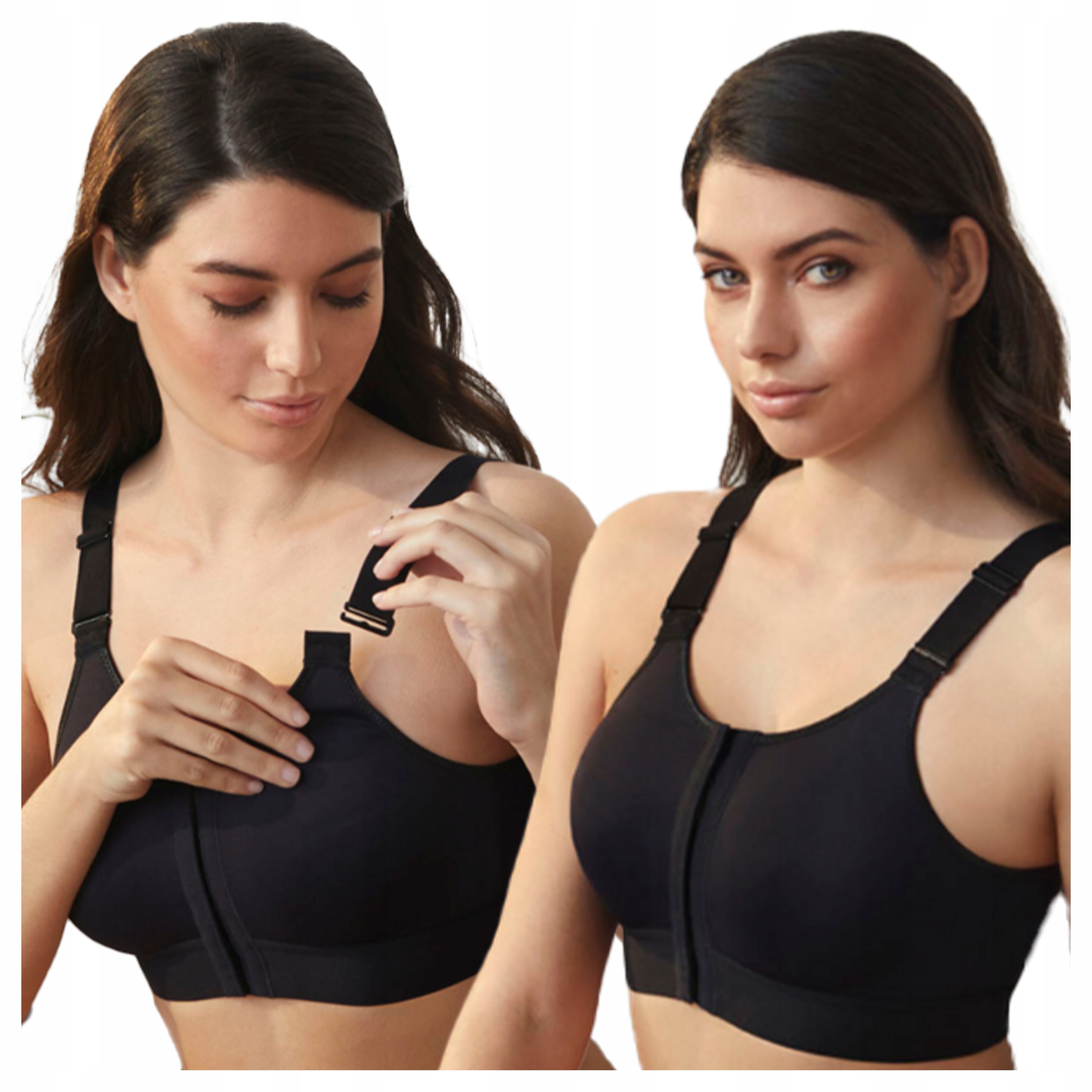 Přední zapínání Měkká podprsenka Pohodlná Bez kostic Černá 75C