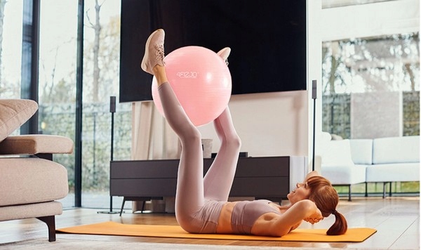 Piłka gimnastyczna rehabilitacyjna z pompką ABS 55 różowa 4Fizjo 140-150cm Kod producenta 4FIZJO