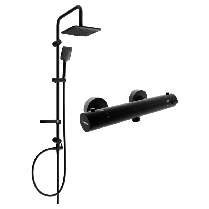 Mexen Sven stenová sprchová súprava s dažďovými tryskami a batériou Kai
