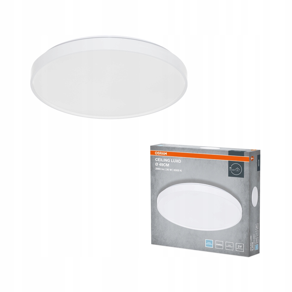Stropné Svietidlo Led Nástenná lampa 36W 1980lm 6500K studená okrúhla biela Luxo Osram
