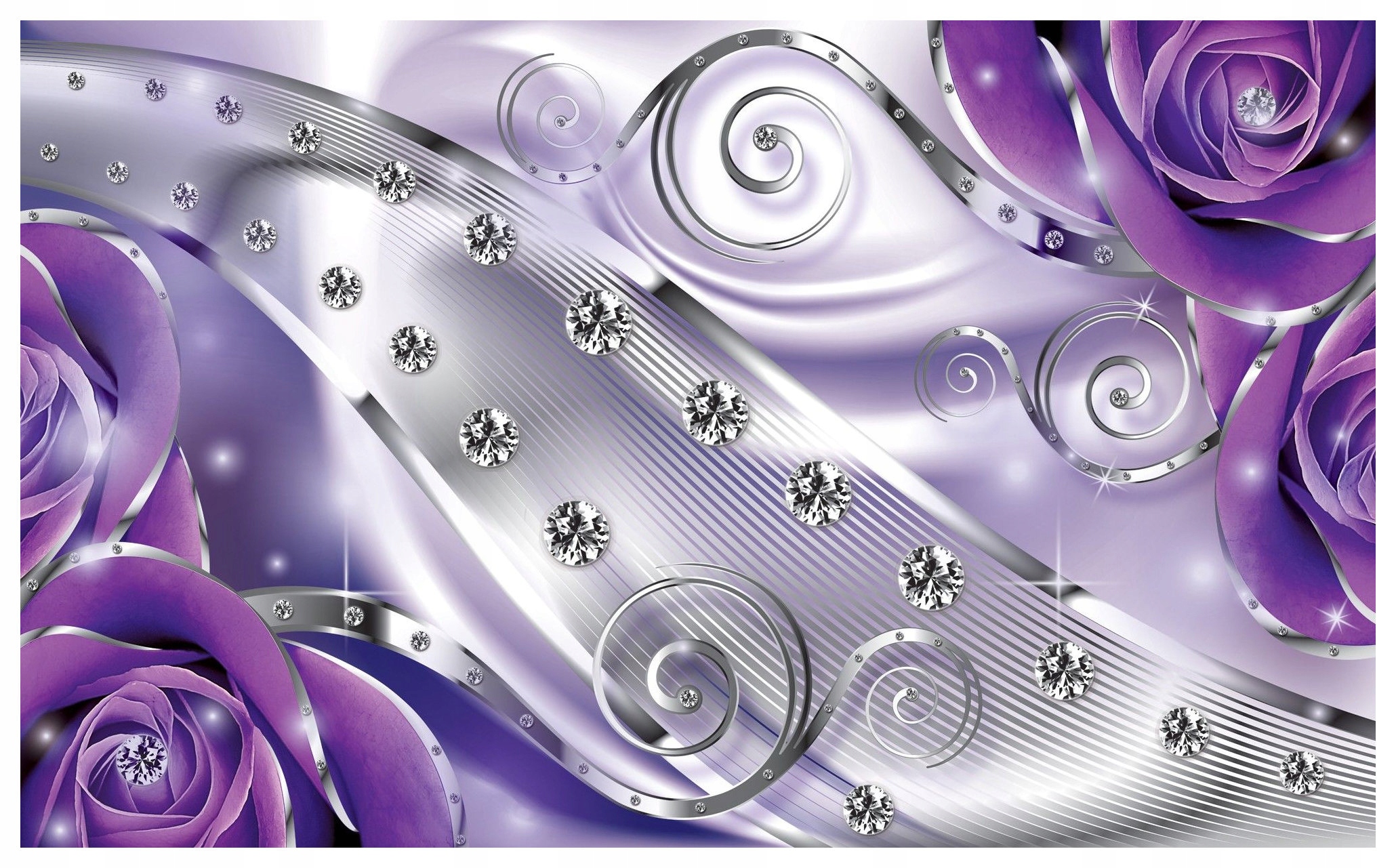 Vliesová fototapeta Fialové ruže striebro kryštály ombre 350x250 lepidlo
