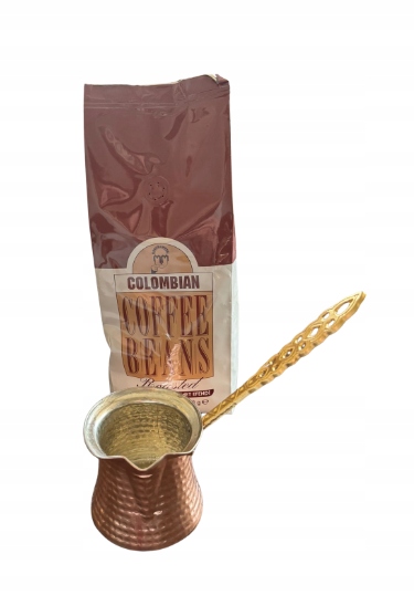 Levně Sada měděných kelímků 300 ml s zrnkovou kávou Mehmet Efendi 500 g