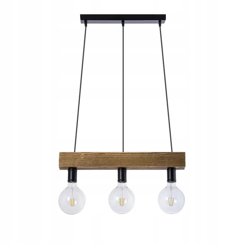 Dřevěná lamelová lampa s závitem E27, vystavené žárovky do obývacího pokoje