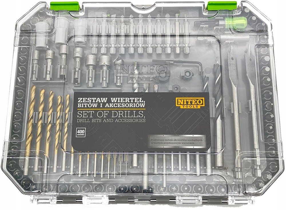

Zestaw Wierteł Bitów Wkrętów Niteo Tools 400 Elem