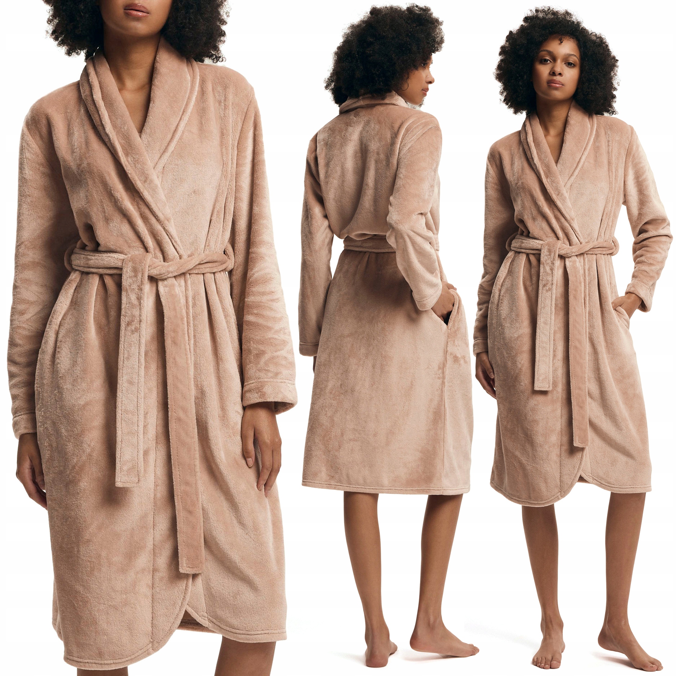 Měkký luxusní dámský plyšový župan s páskem Henderson L