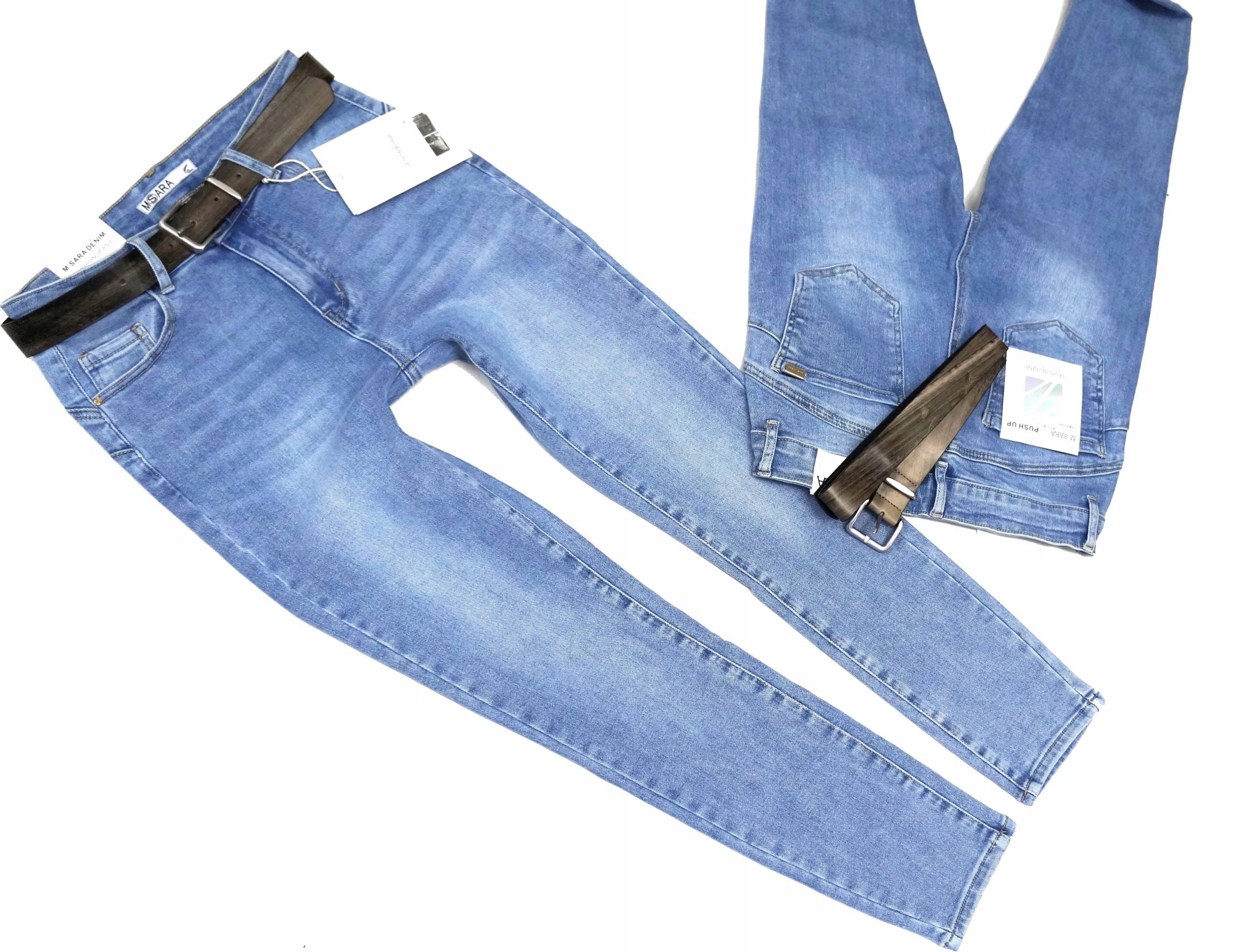 M.sara Zeštíhlující Dámské Jeansy Úzké Nohavice Pásek