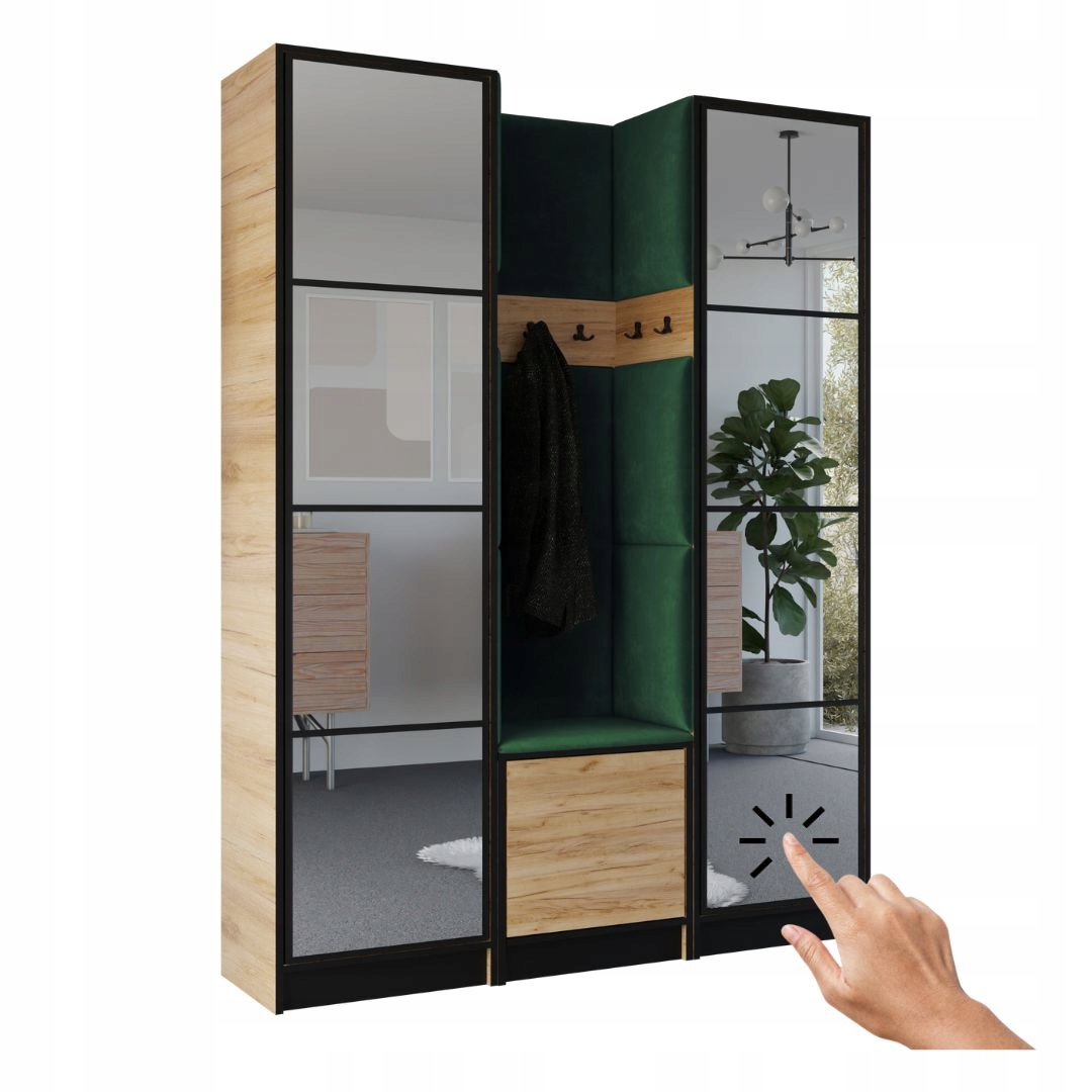 Šatní skříň Costa 12 dub craft zlatý zelená tkanina Vzor 1